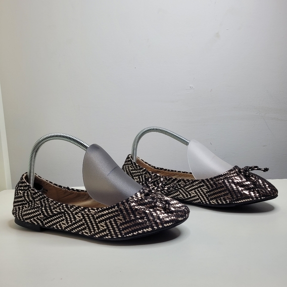 Cato Black and Metallic Gold Ballet Flats Size Women's 8 NEW - Picture 2 of 11